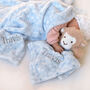 Personalised Blue Monkey Comforter And Blanket Set, thumbnail 2 of 6