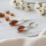 Cognac Baltic Amber And Silver Teardrop Earrings, thumbnail 1 of 3