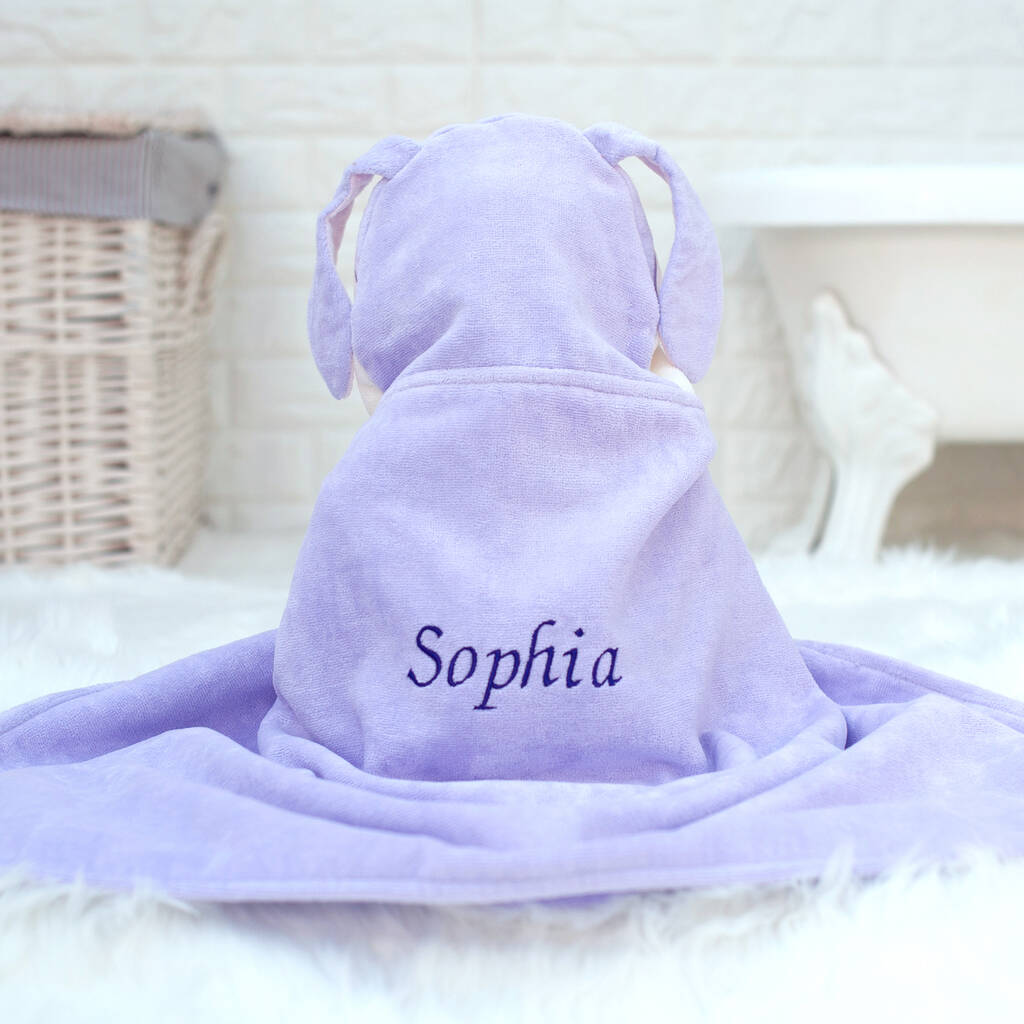 Personalised Lavender Bunny Baby Towel By Bathing Bunnies ...