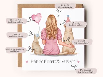 Personalised Dog Birthday Card Her, 2 of 8