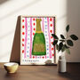 Champagne Bottle Art Print Kitchen Poster, thumbnail 4 of 7
