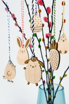 Mini Wooden Easter Characters Hanging Decorations, 3 of 3