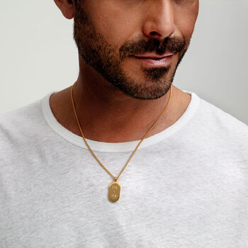 Pill Dog Tag Necklace 18 K Gold Plated Steel, 6 of 8