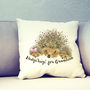 Personalised Mothers Day Hedgehog Cushion Cover, thumbnail 1 of 3
