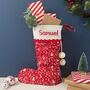 Personalised Red Christmas Stocking With Knitted Cuff, thumbnail 1 of 6
