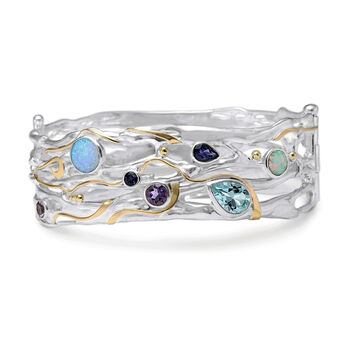 Handcrafted Silver Gemstone Bangle, 6 of 9