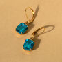 Aqua Baguette Huggie Hoop Earrings, thumbnail 1 of 4