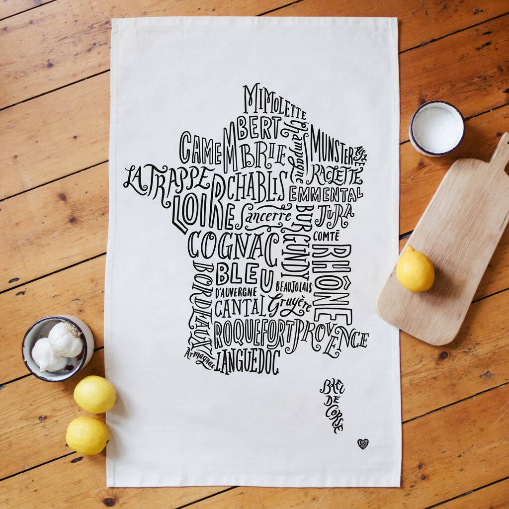 French Cheese And Wine Tea Towel, 1 of 3