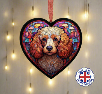 Poodle Stained Glass Effect Heart Suncatcher, 4 of 7