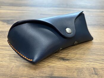 Personalised Dark Blue Leather Glasses Case, 11 of 12