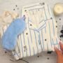 Christmas Pyjama Gift Set – Striped With Bow Details Plus Soft Blue Eye Mask – Ideal For Her And Teens, thumbnail 1 of 9