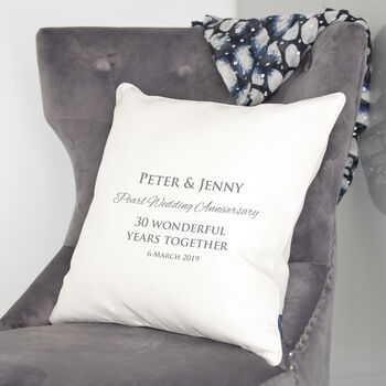 Personalised Pearl Wedding Anniversary Cushion, 2 of 4