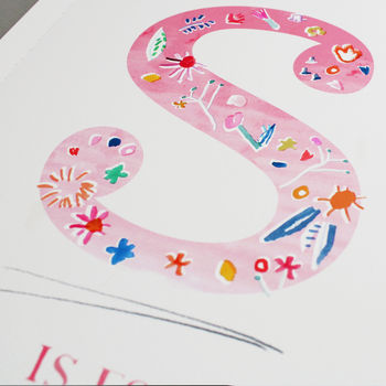 Floral Personalised Initial And Name Print, 5 of 12