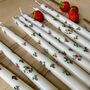 Hand Painted Pair Of Strawberry Taper Candles, thumbnail 3 of 5