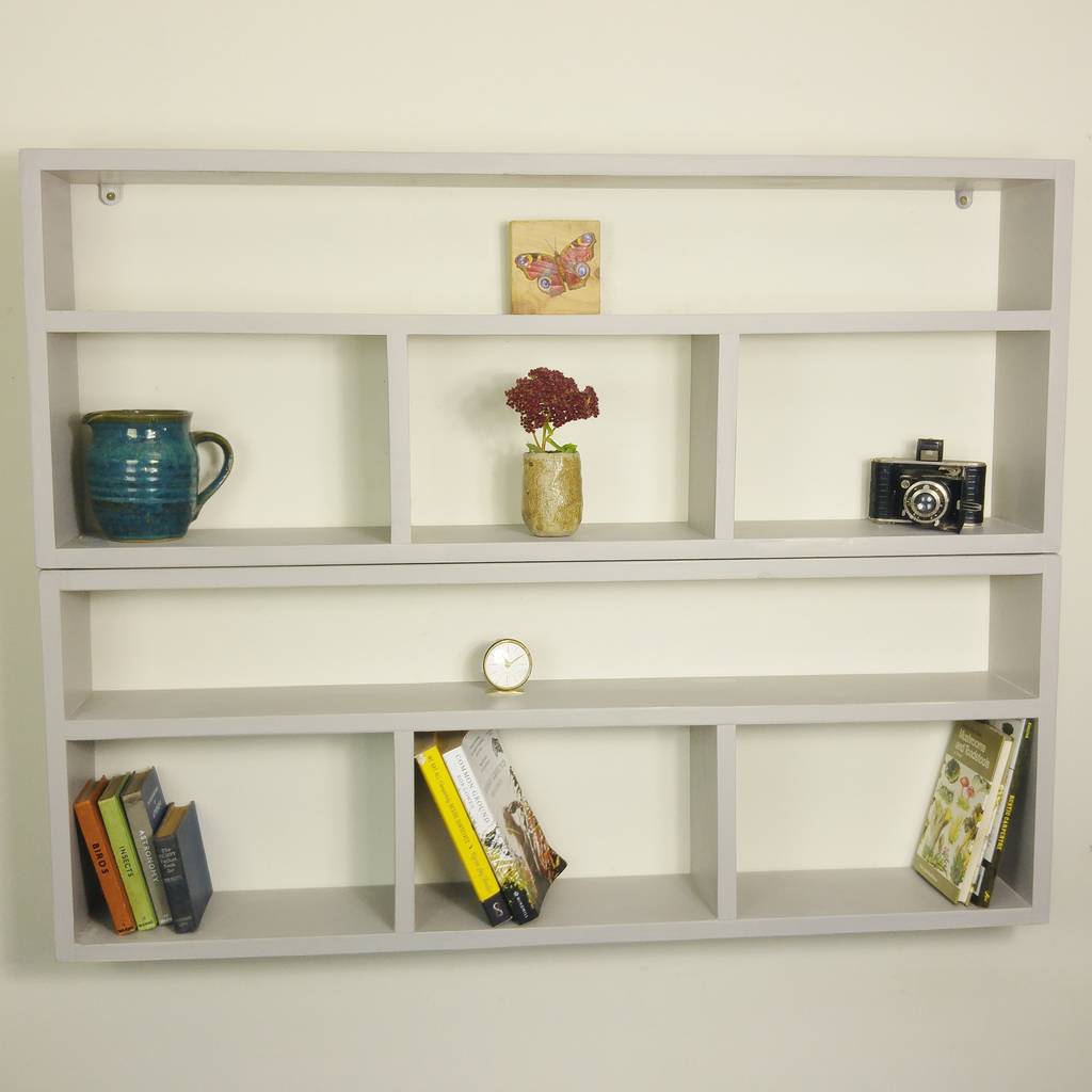 Wall Mounted Combination Shelving Unit, Distressed White Shelving Unit