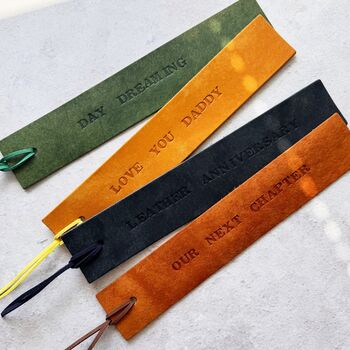 Simple Personalised Pueblo Leather Bookmark, 3 of 3