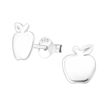 Greatest Teacher Silver Apple Earrings, 2 of 6