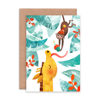 Giraffe And Monkey Birthday Card, 2 of 2