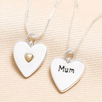 Mum Heart Pendant Necklace In Silver Plating, 2 of 5
