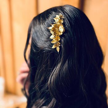 The Flora Comb Leaves Flowers Organic Bridal Bridesmaid Comb, 2 of 12