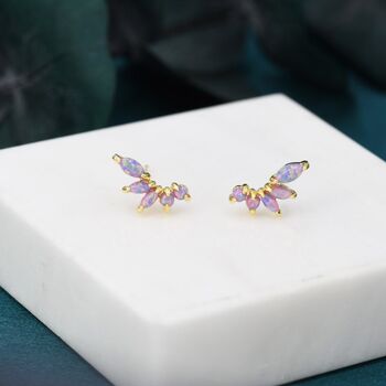 Purple Opal Marquise Cluster Stud Earrings, 3 of 11