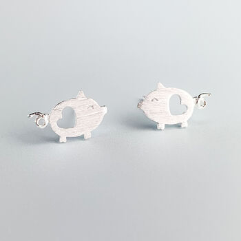 Sterling Silver Pig Stud Earrings, 2 of 5