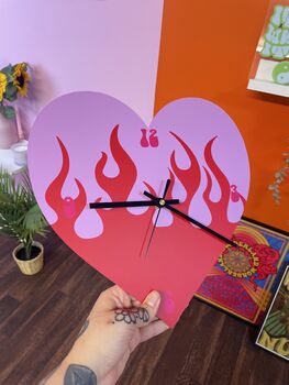 Flames Heart Shape Decorative Clock, 12 of 12