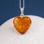 Personalised Sterling Silver Amber Heart Pendant Necklace, thumbnail 1 of 10