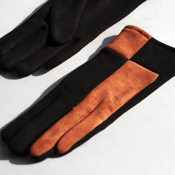Harlequin Colourblock Suede Touch Screen Gloves, 6 of 12