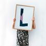 Purple And Blue Personalised Initial Letter Art Print, thumbnail 1 of 12