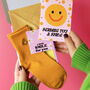 Sending You A Smile Sock And Card Gift Set, thumbnail 1 of 6