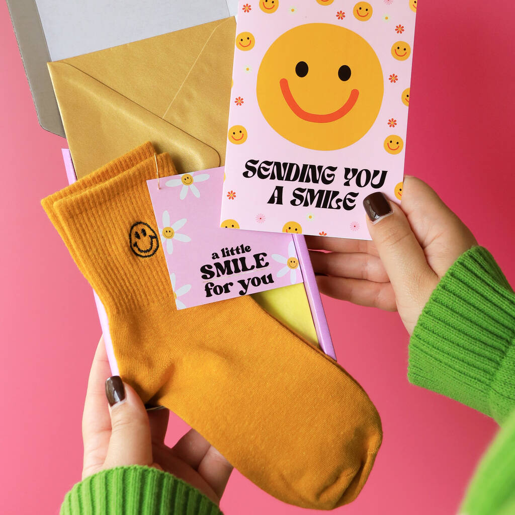 Sending You A Smile Sock And Card Gift Set, 1 of 6