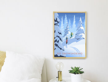 Go Snowshoeing Travel Poster Art Print, 2 of 8