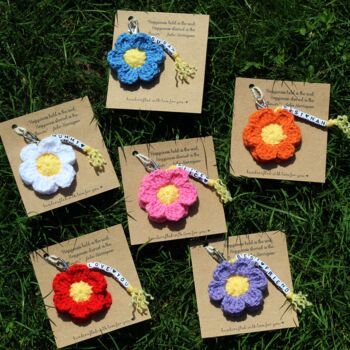 Personalised Crocheted Flower Keyring Letterbox Gift, 12 of 12