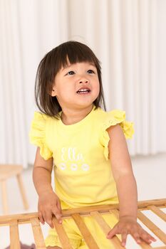 Personalised Embroidered Daisy Lace Trim T Shirt And Short Set, 9 of 12
