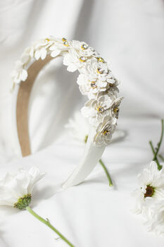 White Flower Embellished Headband With Gems, 7 of 8