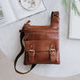 Leather Crossbody Pocket Messenger Bag, Tan, thumbnail 1 of 6