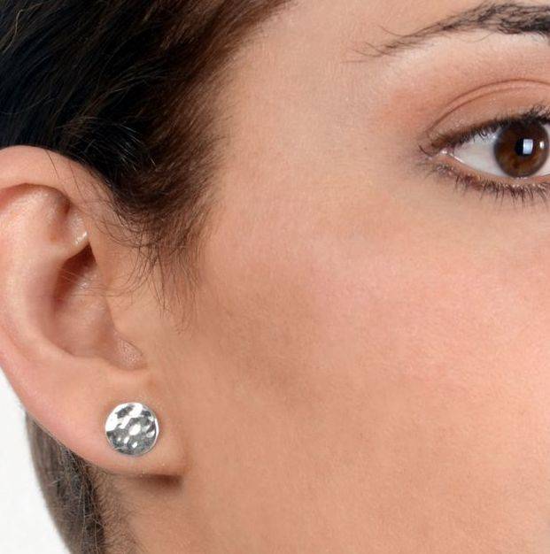 Everyday Textured Sterling Silver Round Stud Earrings By The London Everyday Textured Sterling Silver Round Stud Earrings