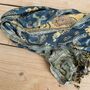 Elephant Print Blanket Turquoise Gold Soft Sofa Throw, thumbnail 4 of 7