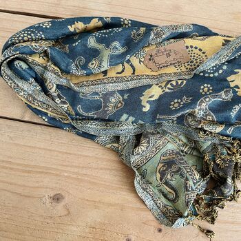 Elephant Print Blanket Turquoise Gold Soft Sofa Throw, 4 of 7