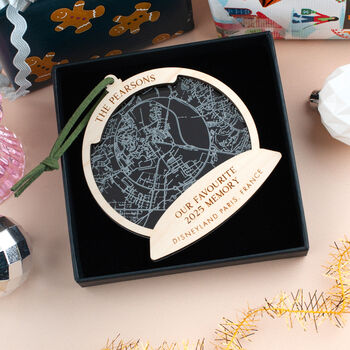 Personalised Favourite Family Memory Snow Globe Map Christmas Bauble, 3 of 4