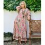 'Tuuli' Pink, Orange And Cream Floral Tile Print Maxi Dress, thumbnail 2 of 6