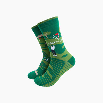 Hole In One Golf Combed Cotton Odd Socks In Green, 3 of 5