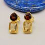 Garnet Citrine Silver Stud Earrings, thumbnail 1 of 11