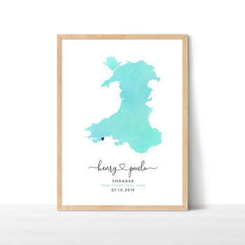 Personalised Wales Engagement Map Print, 2 of 9