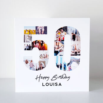 Personalised 50th Birthday Photo Collage Card, 2 of 7