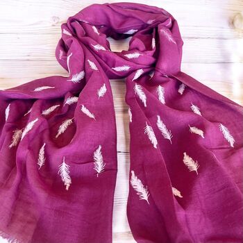 Embossed Feathers Scarf, 6 of 6