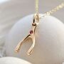 Solid 9ct Gold Wishbone Necklace With Ruby, thumbnail 2 of 5