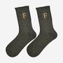 Women's Glitter Socks Black Gold Initial 'F', thumbnail 1 of 5