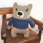 Handmade Chunky Crochet Square Bear Soft Toy, thumbnail 1 of 5